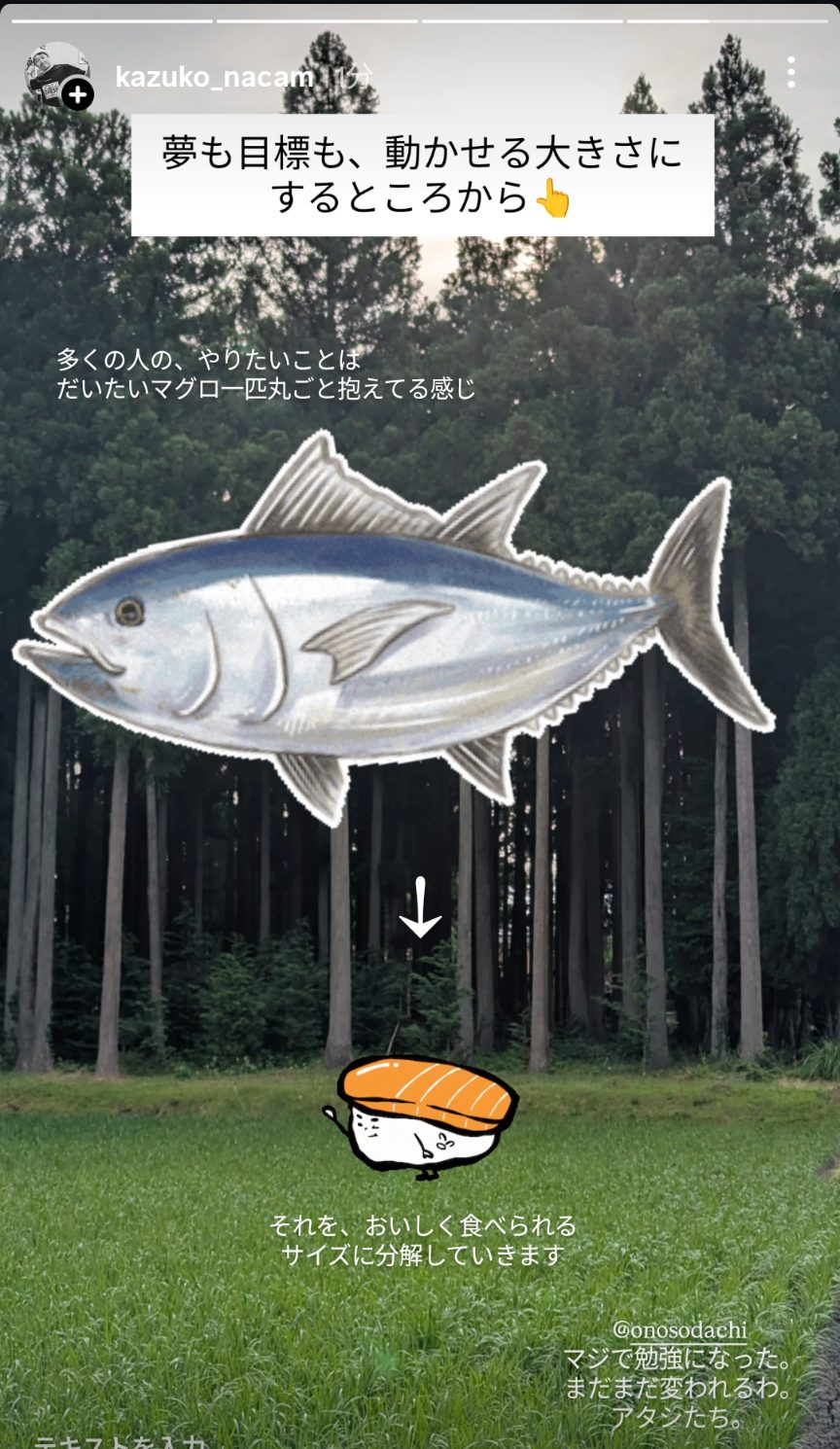 マグロを食べられるサイズに分解するイメージ